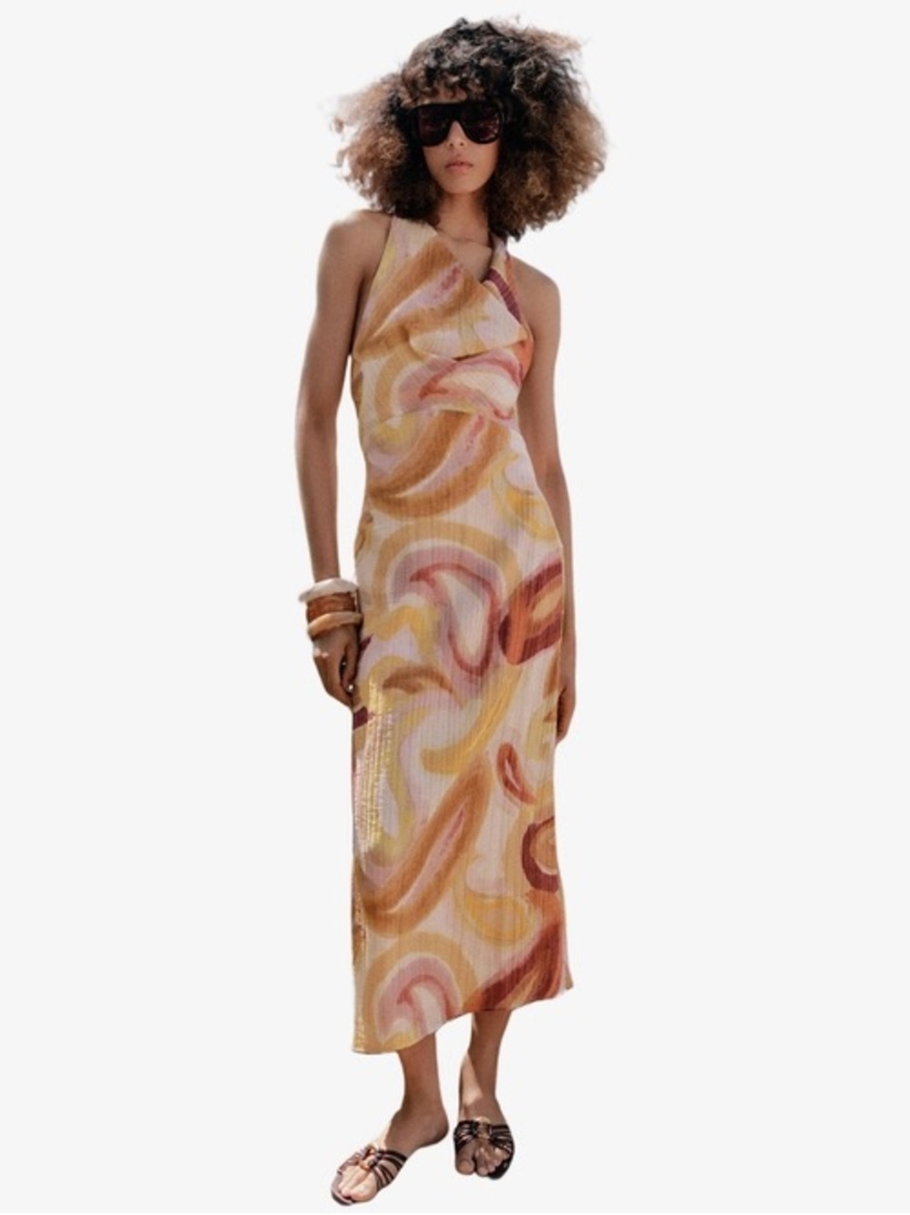 NWT Zara Woman Bloggers Fav PRINTED MIDI DRESS WITH COMBINATION BACK Size S